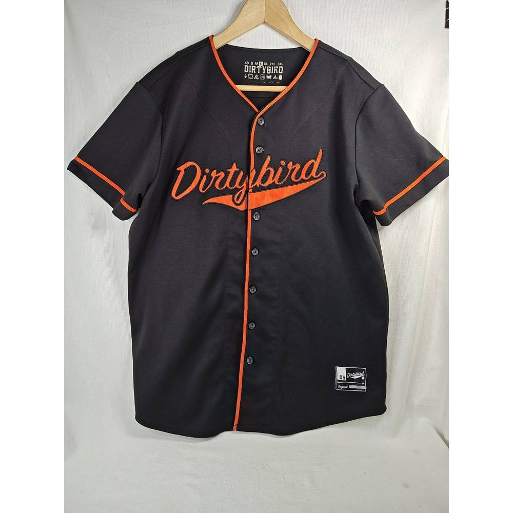Dirtybird Records Baseball Jersey Mens Large L Black Orange House EDM Rave‎ Tech